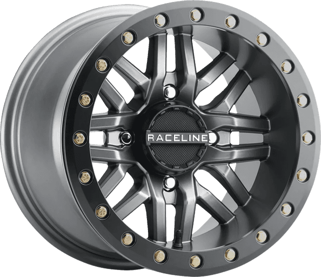 RACELINE WHEELS 0230-1471 Wheel - Ryno - Beadlock - Front/Rear - Gunmetal/with Black Ring - 15x7 - 4/156 - 5+2
