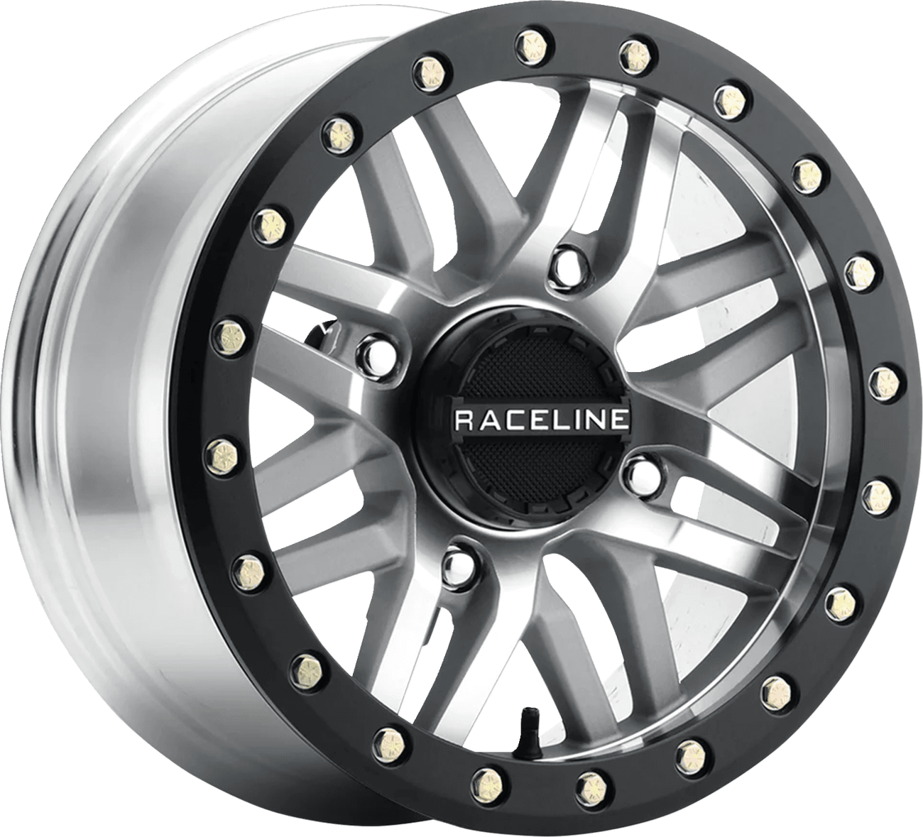 RACELINE WHEELS 0230-1474 Wheel - Ryno - Beadlock - Front/Rear - Machined/with Black Ring - 15x10 - 4/137 - 5+2