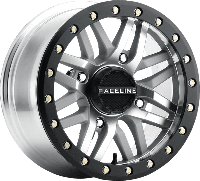 RACELINE WHEELS 0230-1475 Wheel - Ryno - Beadlock - Front/Rear - Machined/with Black Ring - 15x10 - 4/156 - 5+5