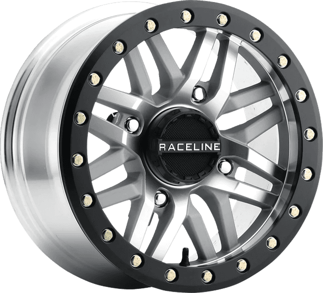 RACELINE WHEELS 0230-1477 Wheel - Ryno - Beadlock - Front/Rear - Machined/with Black Ring - 15x7 - 4/156 - 5+2 (+10 mm)