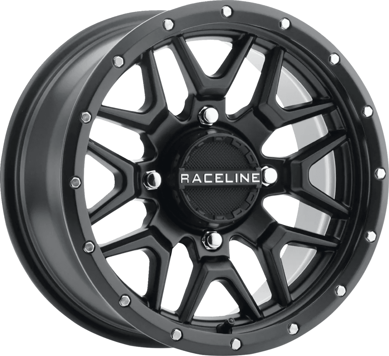 RACELINE WHEELS 0230-1494 Wheel - Krank - Simulated Beadlock - Front/Rear - Black - 14x7 - 4/156 - 5+2 (+10 mm)