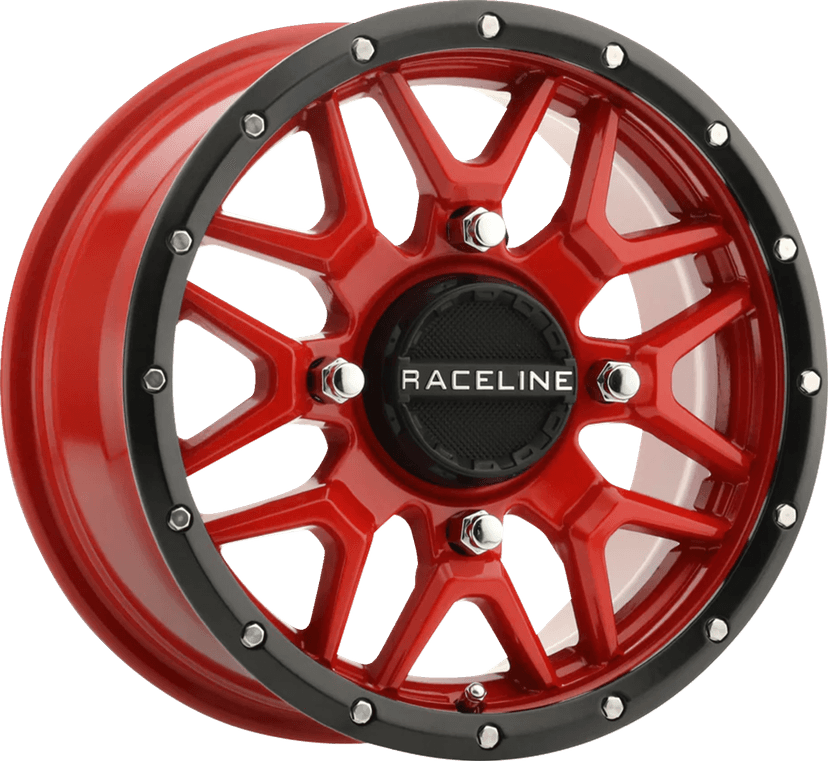 RACELINE WHEELS 0230-1506 Wheel - Krank - Simulated Beadlock - Front/Rear - Red - 14x7 - 4/137 - 5+2 (+10 mm)
