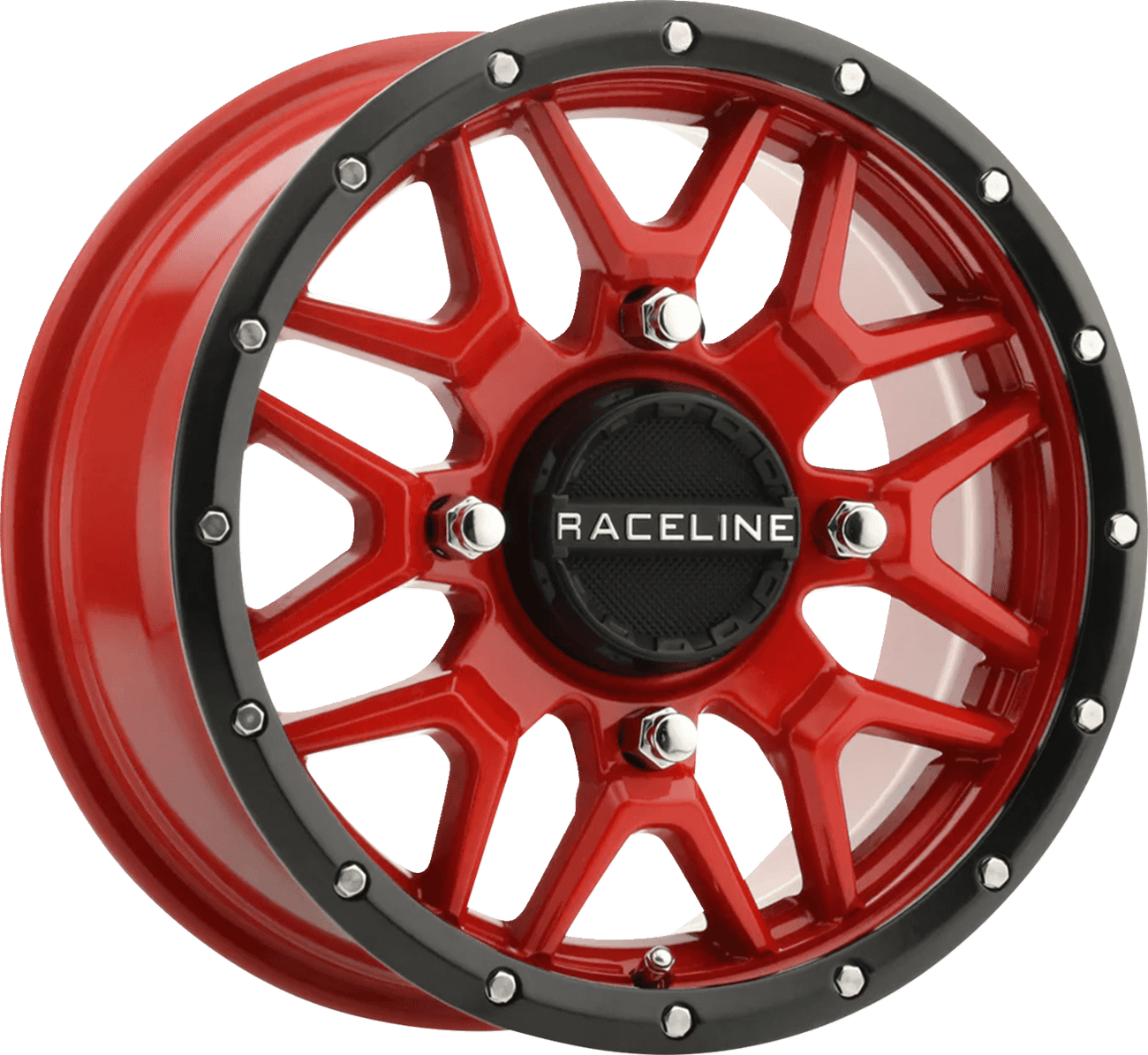 RACELINE WHEELS 0230-1509 Wheel - Krank - Simulated Beadlock - Front/Rear - Red - 15x7 - 4/137 - 5+2 (+10 mm)