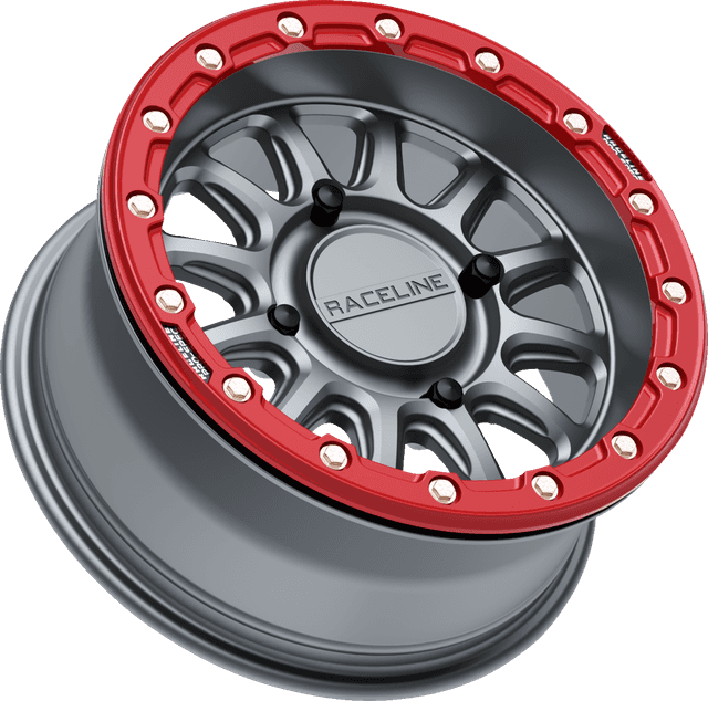 RACELINE WHEELS 0230-1575 Wheel - Alpha - Front/Rear - Gunmetal/with Red Ring - 15x7 - 4/156 - +10 mm — image 2 of 2