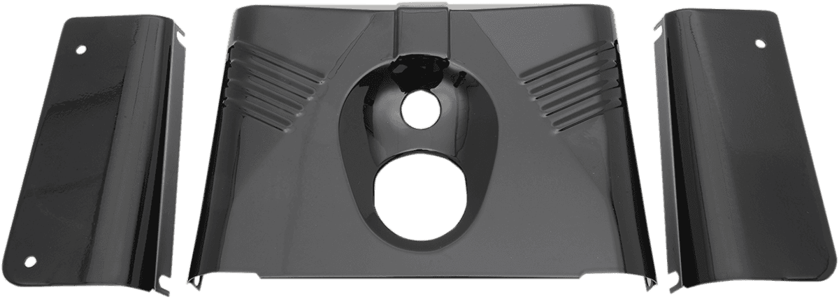DRAG SPECIALTIES 0411-0143 Fork Tins - Gloss Black - Ribbed - '86-'17 FLST - 3-Piece