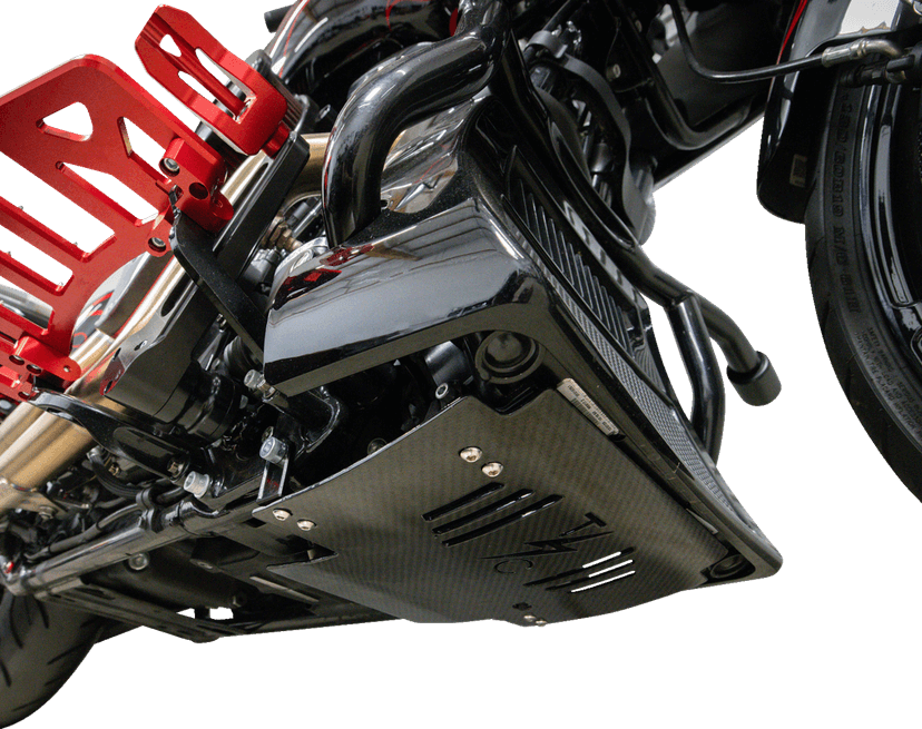 THRASHIN SUPPLY CO. 0506-2529 Skid Plate - Carbon Fiber/Gloss - With Black Brackets - FLHX/FLTRX — image 5 of 6