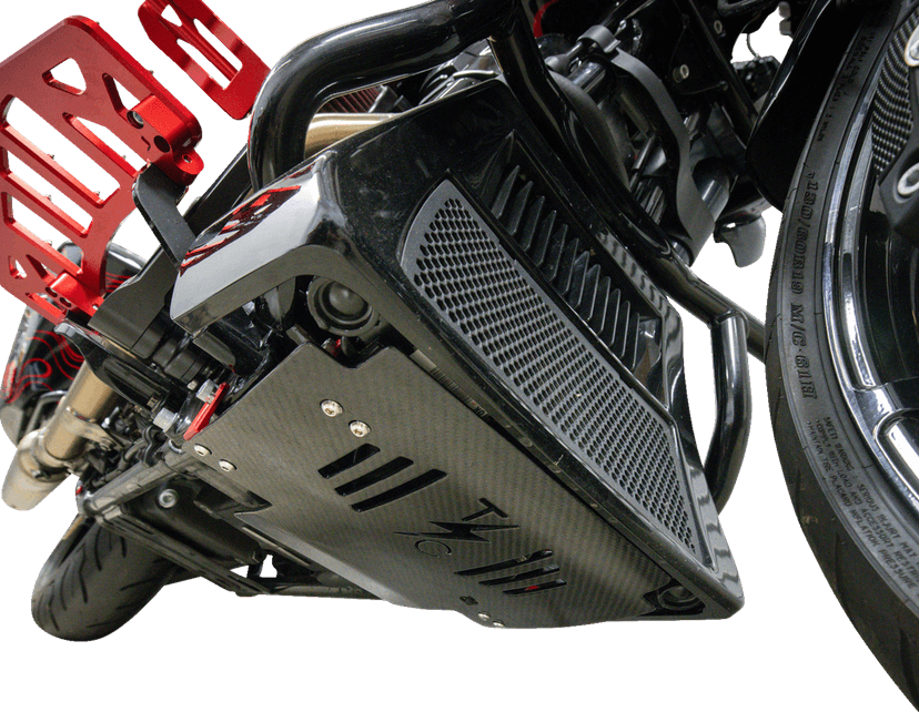THRASHIN SUPPLY CO. 0506-2530 Skid Plate - Carbon Fiber/Gloss - With Red Brackets - FLHX/FLTRX — image 8 of 8