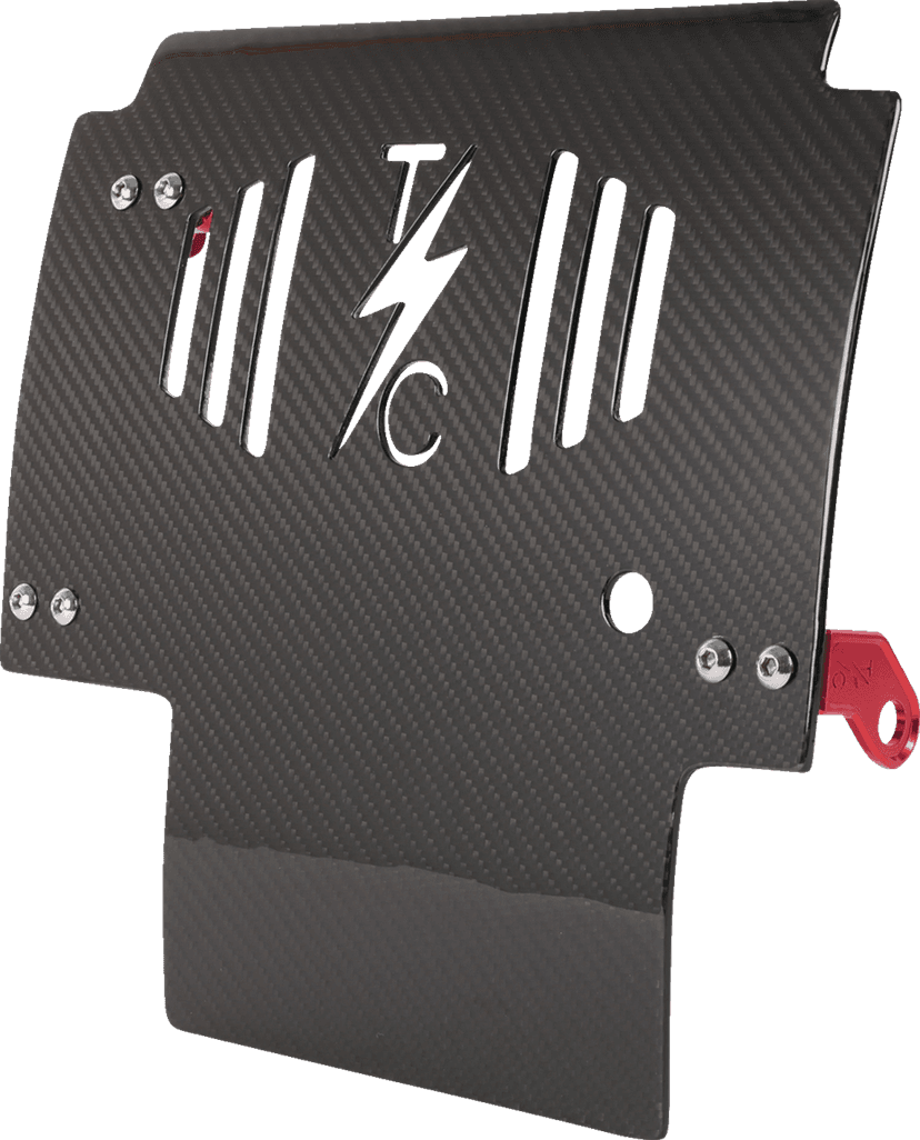 THRASHIN SUPPLY CO. 0506-2530 Skid Plate - Carbon Fiber/Gloss - With Red Brackets - FLHX/FLTRX — image 1 of 8