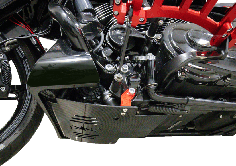 THRASHIN SUPPLY CO. 0506-2530 Skid Plate - Carbon Fiber/Gloss - With Red Brackets - FLHX/FLTRX — image 5 of 8