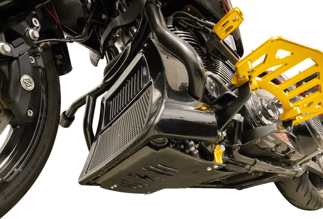 THRASHIN SUPPLY CO. 0506-2531 Skid Plate - Carbon Fiber/Gloss - With Gold Brackets - FLHX/FLTRX — image 9 of 10