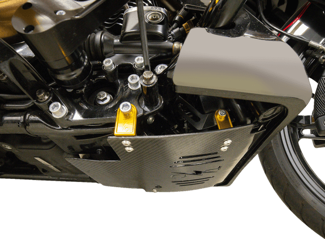 THRASHIN SUPPLY CO. 0506-2531 Skid Plate - Carbon Fiber/Gloss - With Gold Brackets - FLHX/FLTRX — image 10 of 10