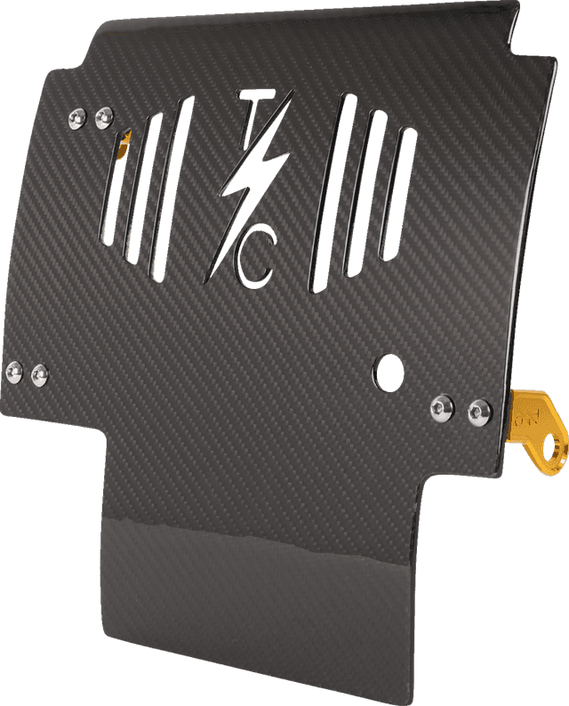 THRASHIN SUPPLY CO. 0506-2531 Skid Plate - Carbon Fiber/Gloss - With Gold Brackets - FLHX/FLTRX — image 1 of 10