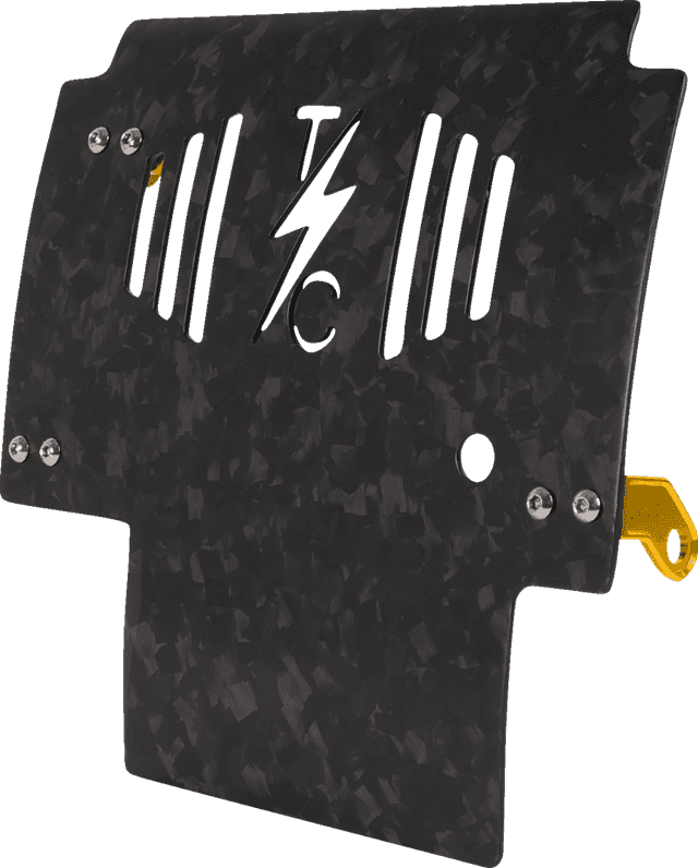 THRASHIN SUPPLY CO. 0506-2534 Skid Plate - Carbon Fiber/Forged - With Gold Brackets - FLHX/FLTRX — image 1 of 11
