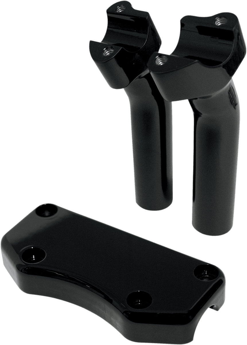 DRAG SPECIALTIES 0602-0591 Handlebar Riser & Top Clamp Kit - 5-1/2" - Buffalo - Black