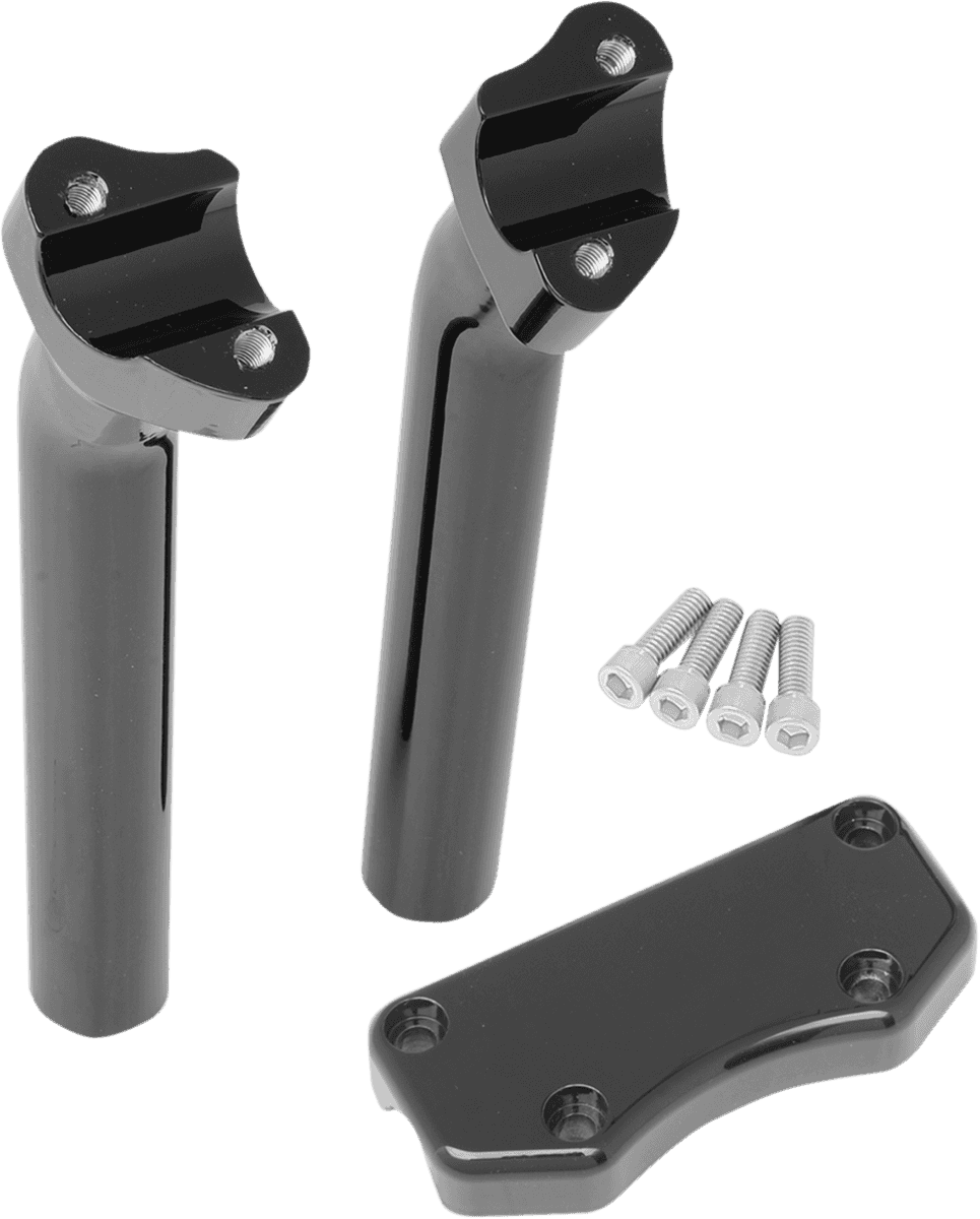 DRAG SPECIALTIES 0602-0595 Handlebar Riser & Top Clamp Kit - 9-1/2" - Buffalo - Black
