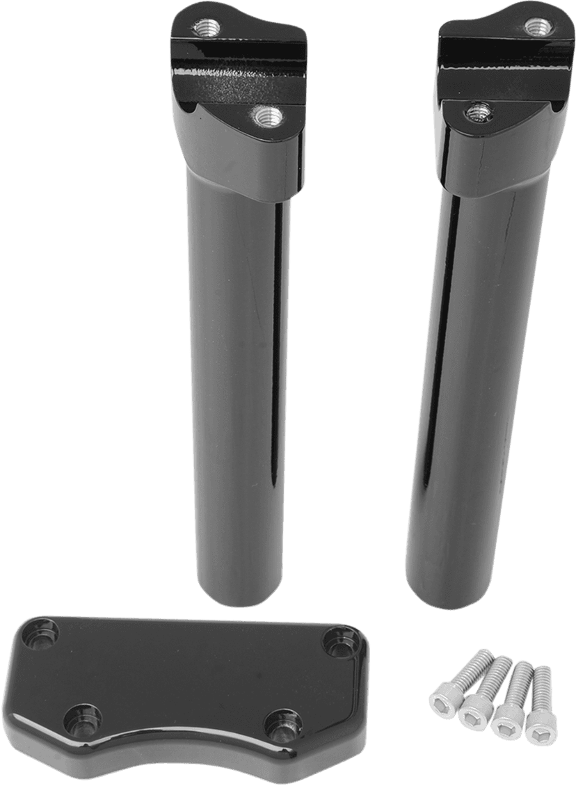 DRAG SPECIALTIES 0602-0597 Handlebar Riser & Top Clamp Kit - 10" - Buffalo - Black