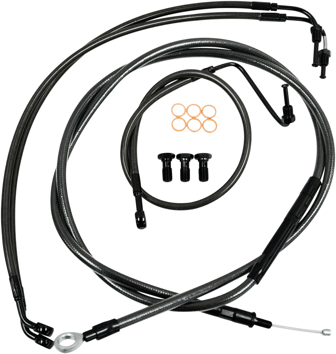 LA CHOPPERS 06101419 Standard Midnight Braided Handlebar Cable/Brake Line Kit - 12"-14" Ape Hangers - '14-'16 FLHX