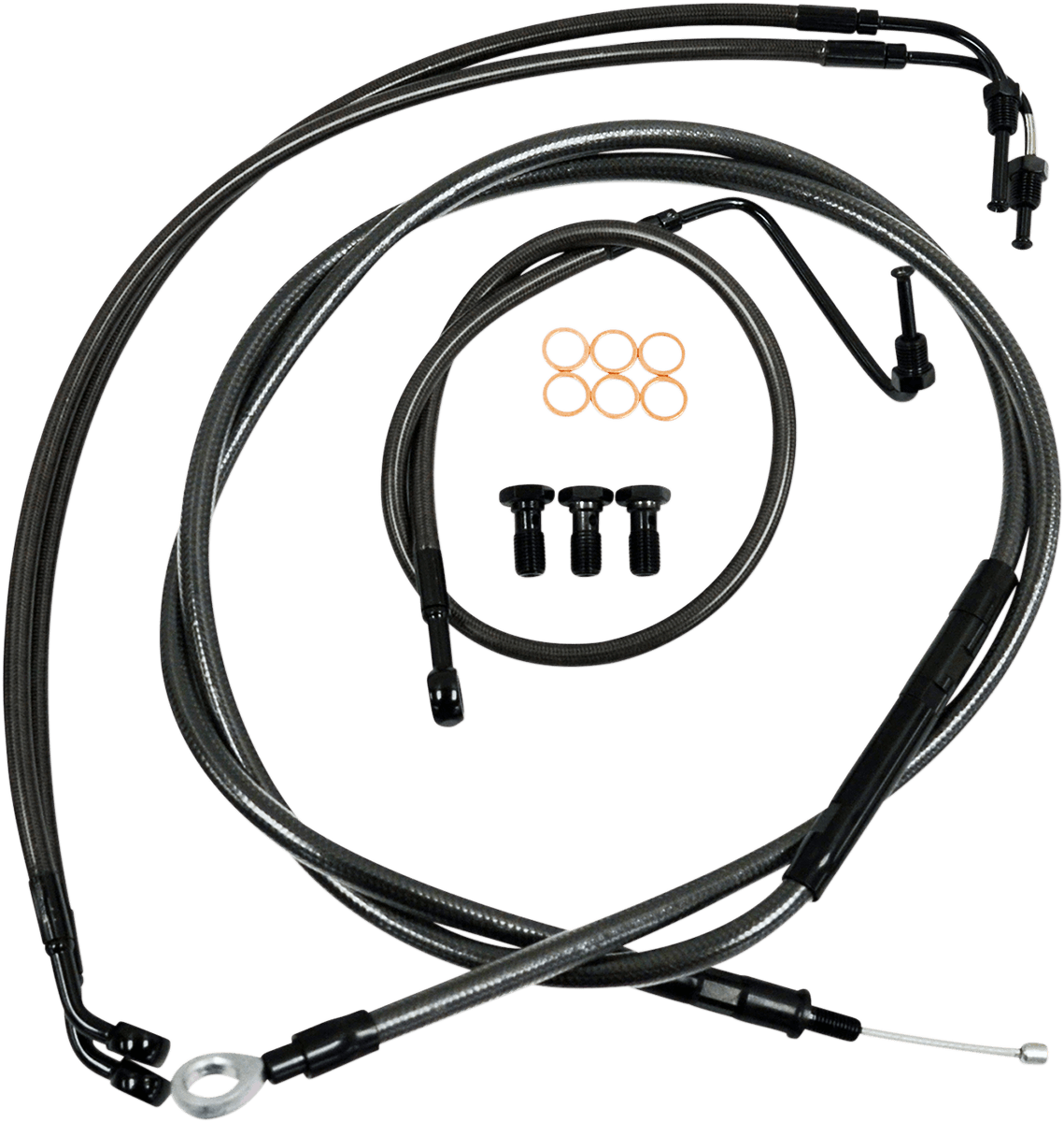LA CHOPPERS 06101419 Standard Midnight Braided Handlebar Cable/Brake Line Kit - 12"-14" Ape Hangers - '14-'16 FLHX