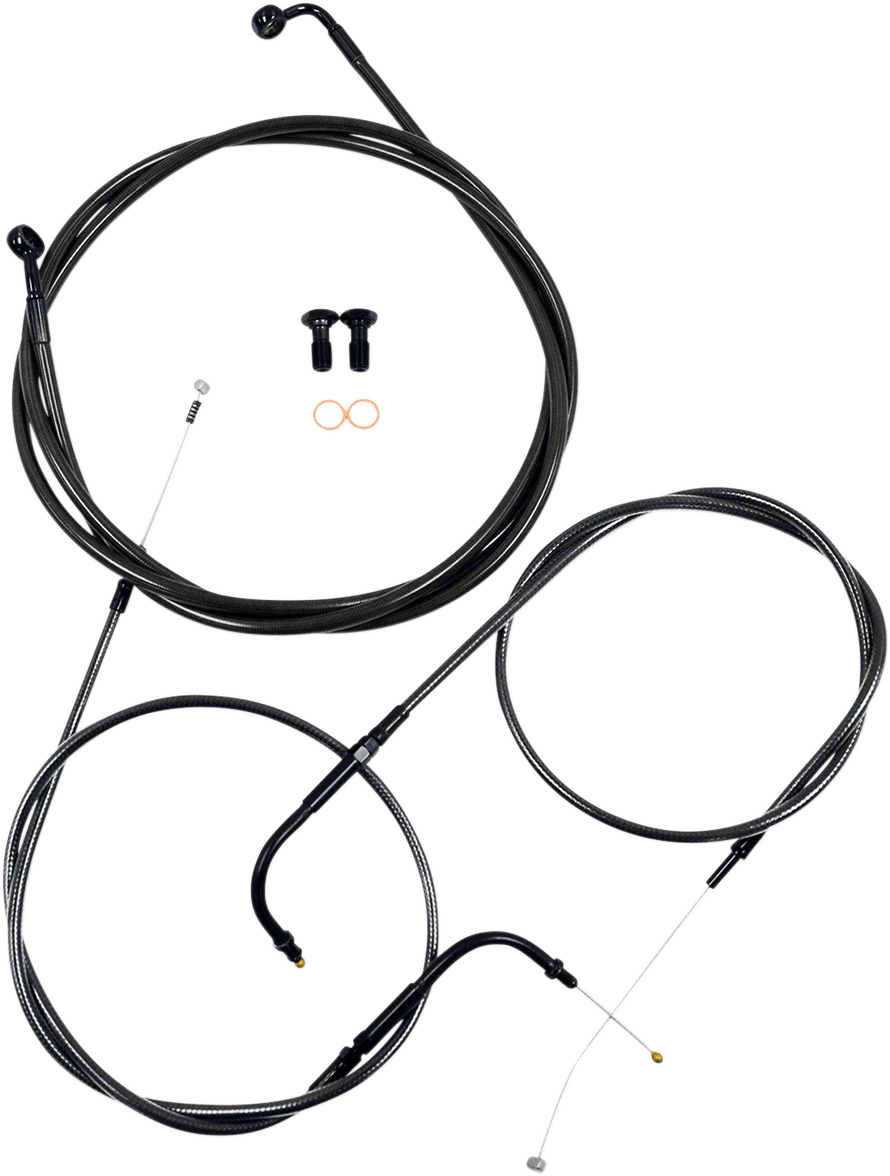 LA CHOPPERS 06101594 Standard Midnight Braided Handlebar Cable/Brake Line Kit - 18"-20" Ape Hangers - '00-'06 FXST