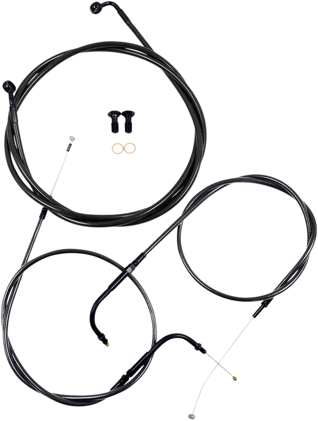 LA CHOPPERS 06101594 Standard Midnight Braided Handlebar Cable/Brake Line Kit - 18"-20" Ape Hangers - '00-'06 FXST