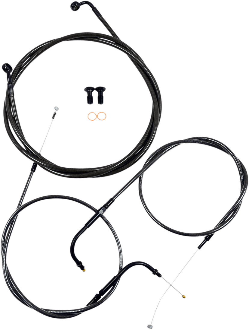 LA CHOPPERS 06101594 Standard Midnight Braided Handlebar Cable/Brake Line Kit - 18"-20" Ape Hangers - '00-'06 FXST