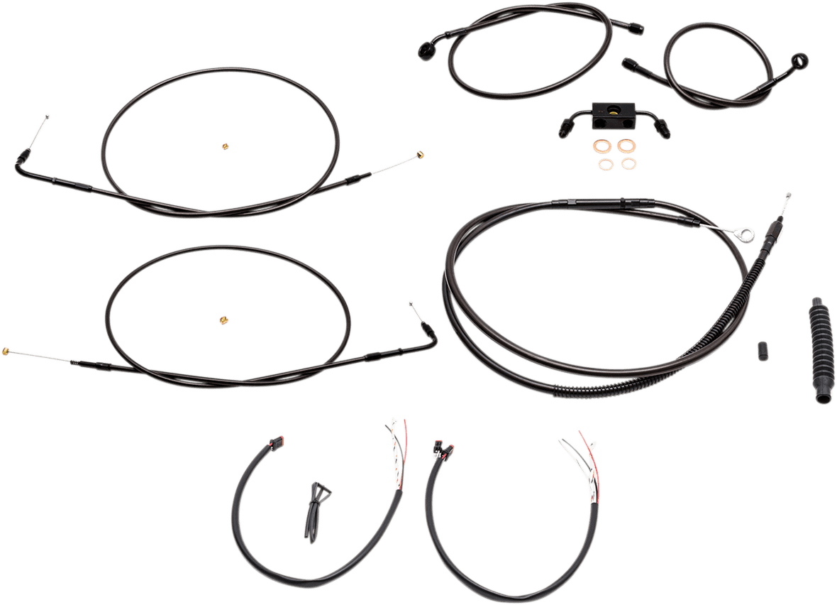 LA CHOPPERS 06101843 Complete Midnight Braided Cable Kit - 15"-17" Handlebars - ABS - '12-'17 FXDB/C