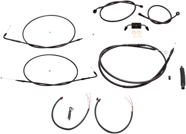 LA CHOPPERS 06101843 Complete Midnight Braided Cable Kit - 15"-17" Handlebars - ABS - '12-'17 FXDB/C