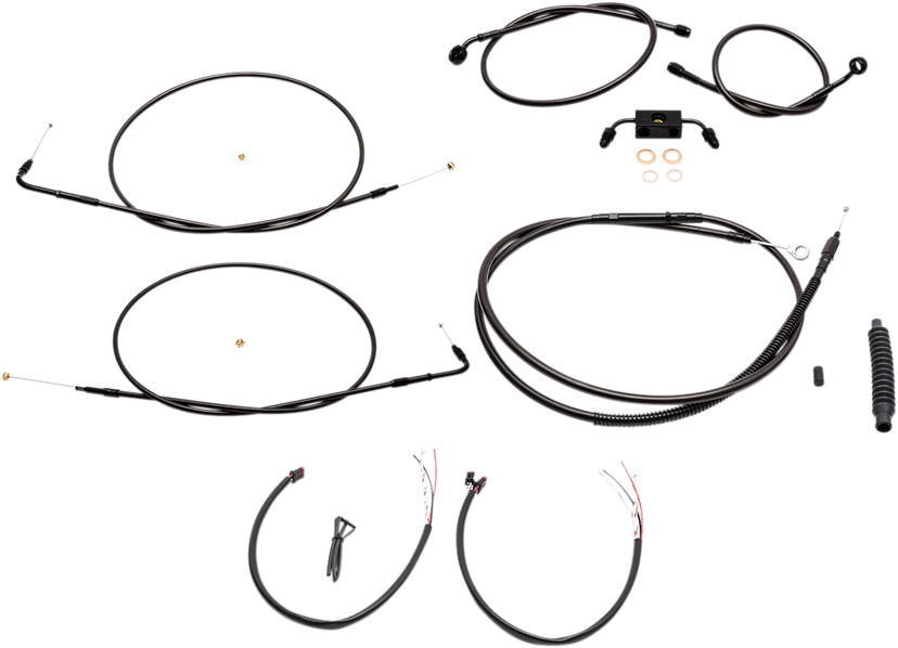 LA CHOPPERS 06101843 Complete Midnight Braided Cable Kit - 15"-17" Handlebars - ABS - '12-'17 FXDB/C