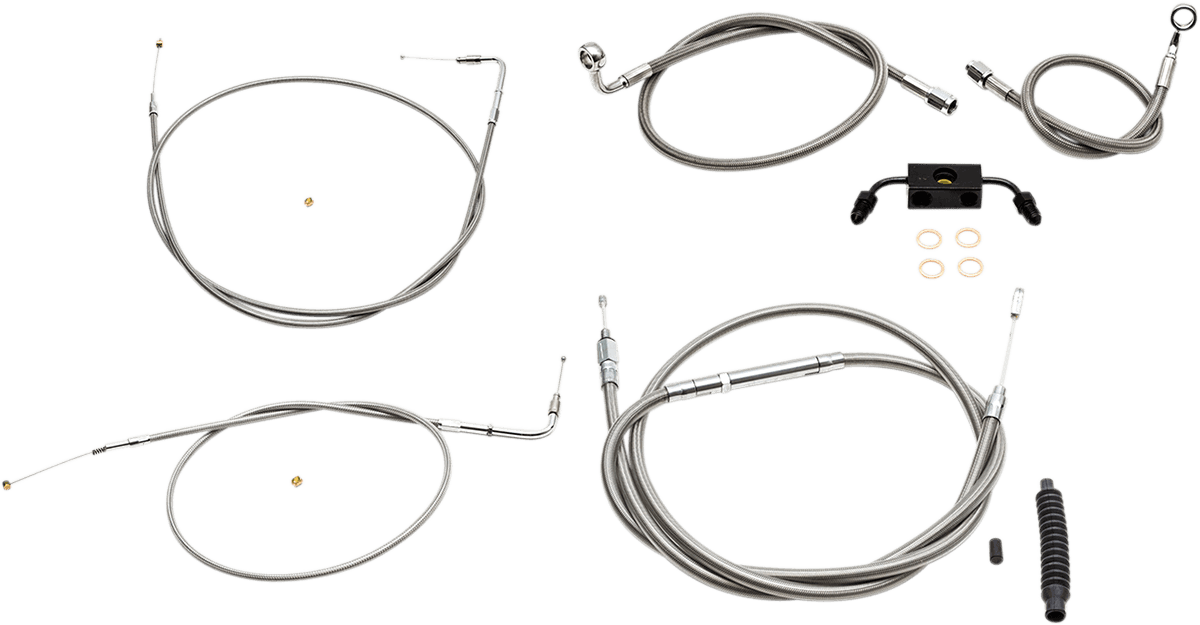 LA CHOPPERS 06101853 Standard Stainless Braided Handlebar Cable/Brake Line Kit - 15"-17" Ape Hangers - '13-'22 Sportster