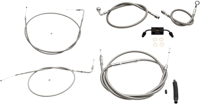 LA CHOPPERS 06101853 Standard Stainless Braided Handlebar Cable/Brake Line Kit - 15"-17" Ape Hangers - '13-'22 Sportster