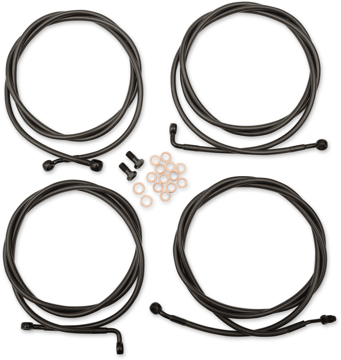 LA CHOPPERS 06101936 Standard Midnight Braided Handlebar Cable/Brake Line Kit - 15"-17" Ape Hangers - '17-'19 Touring