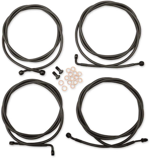 LA CHOPPERS 06101936 Standard Midnight Braided Handlebar Cable/Brake Line Kit - 15"-17" Ape Hangers - '17-'19 Touring