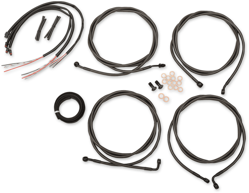 LA CHOPPERS 06101942 Complete Midnight Braided Cable Kit - Mini Handlebars - '17-'20 Touring
