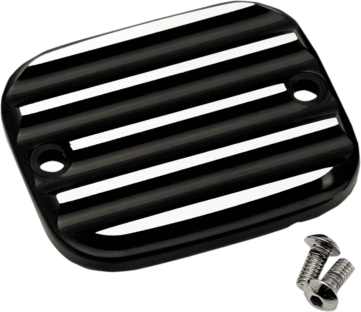 JOKER MACHINE 0611-0134 Front Brake Master Cylinder Cover - Finned - Black/Silver