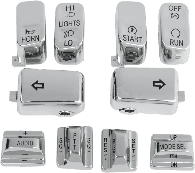 DRAG SPECIALTIES 0616-0130 Switch Cap Kit - Audio/Cruise - Chrome — image 1 of 3