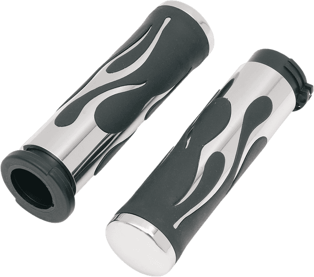 DRAG SPECIALTIES 0630-0268 Flamed Grips - Chrome