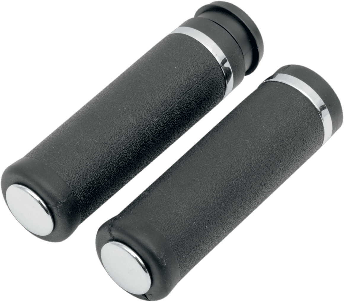 DRAG SPECIALTIES 0630-0747 Rubber Grips with Accent Rings and End Caps - Hotop - Smooth - TBW
