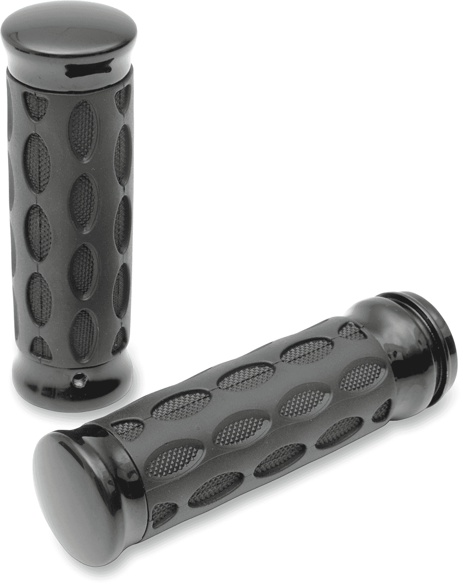 DRAG SPECIALTIES 0630-0774 Custom Rubber Grips - Hotop - Black/Rubber