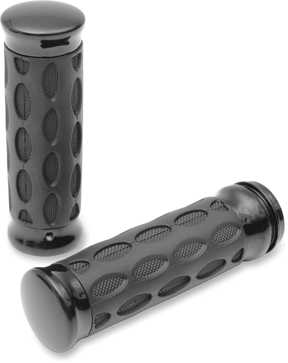 DRAG SPECIALTIES 0630-0774 Custom Rubber Grips - Hotop - Black/Rubber