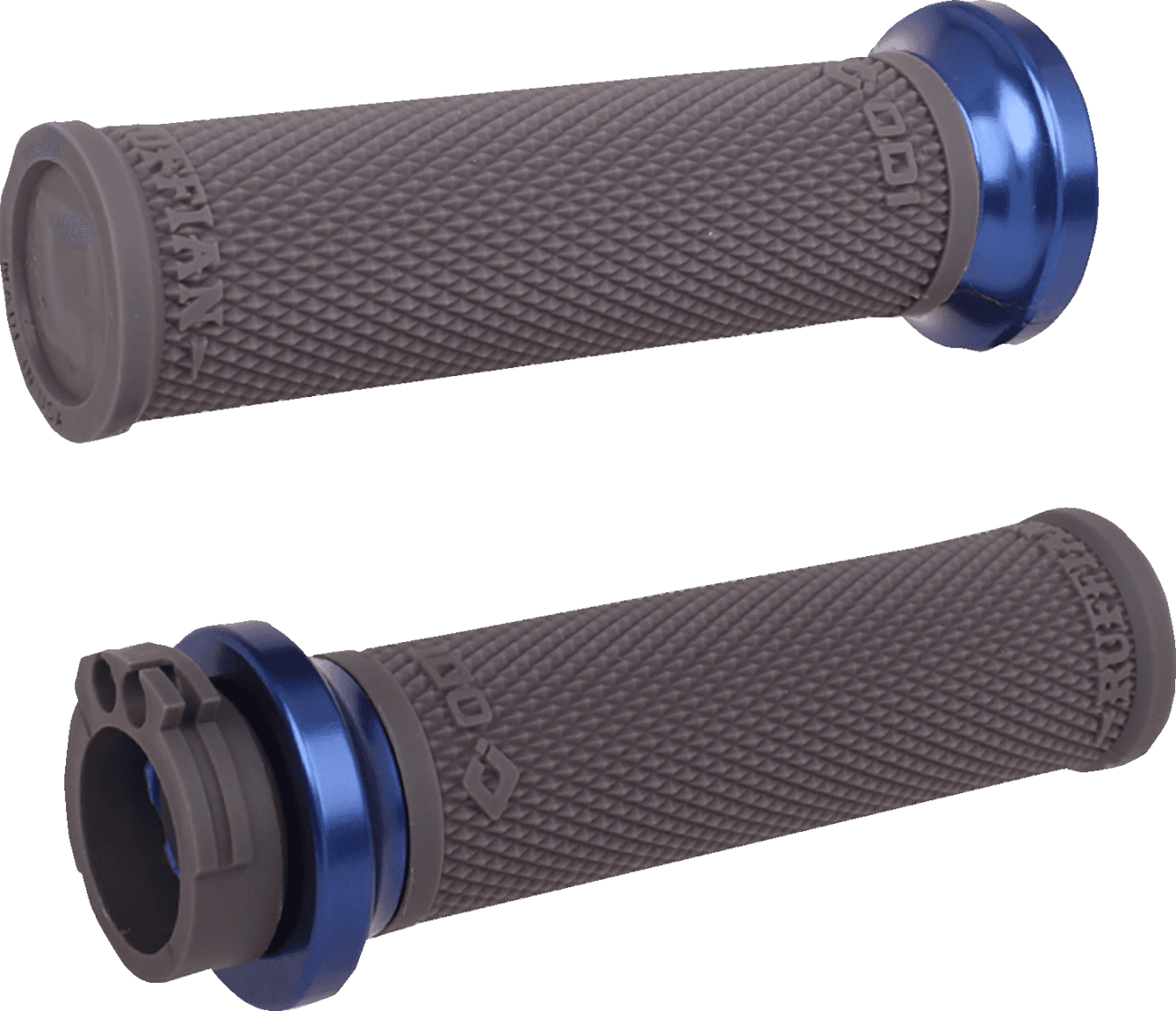 ODI 06303400 Ruffian Lock-On Street Grips - Cable - Black/Anodized Blue