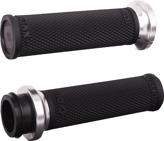 ODI 06303403 Ruffian Lock-On Street Grips - TBW - Black/Silver