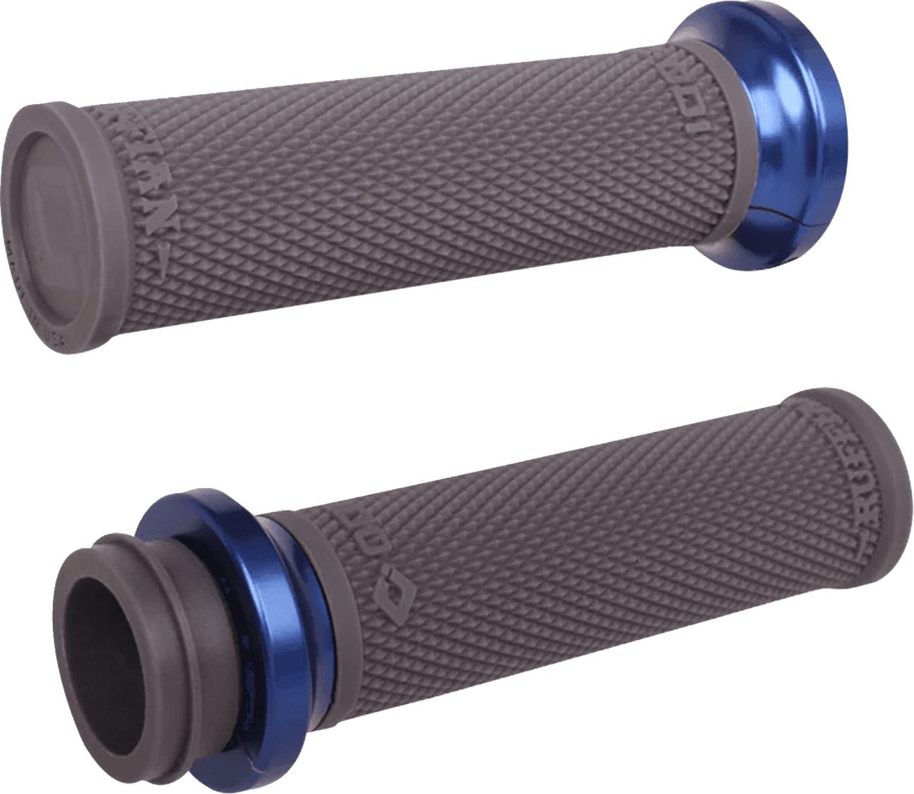 ODI 06303414 Ruffian Lock-On Street Grips - Indian TBW - Black/Anodized Blue