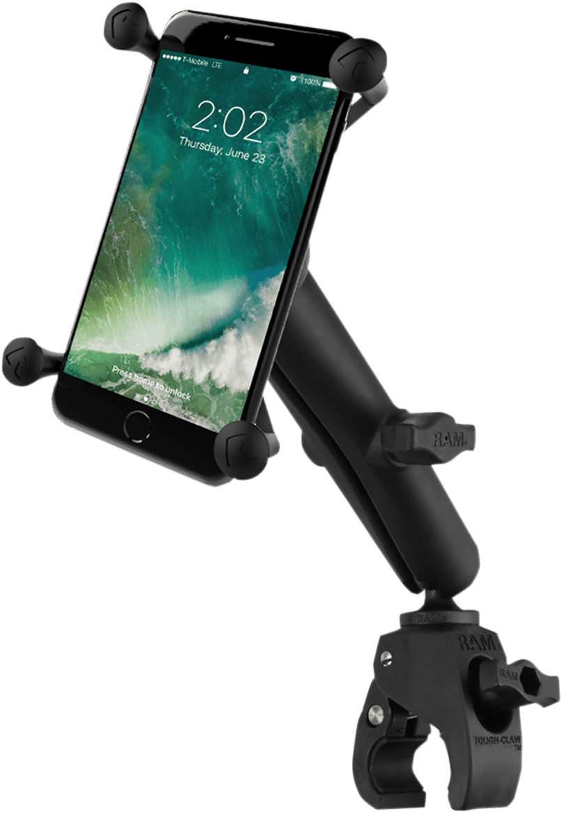 RAM MOUNTS 06360130 Small Tough-Claw™ Base with Long Double-Socket Arm and Universal Ram® X-Grip® Cradle