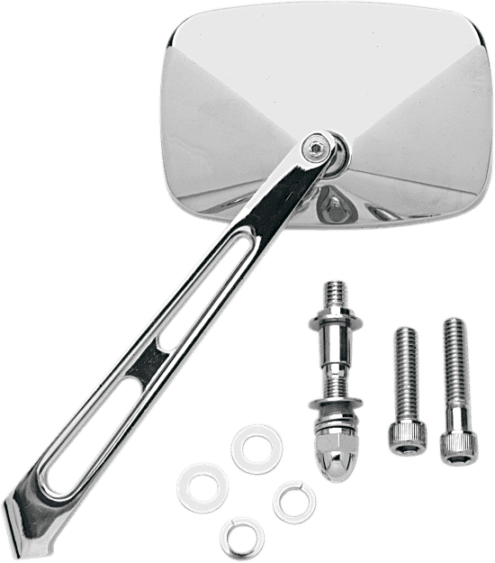 DRAG SPECIALTIES 0640-0006 Mirror with Air Stem - Side View - Rectangle - Chrome - Left/Right - Each