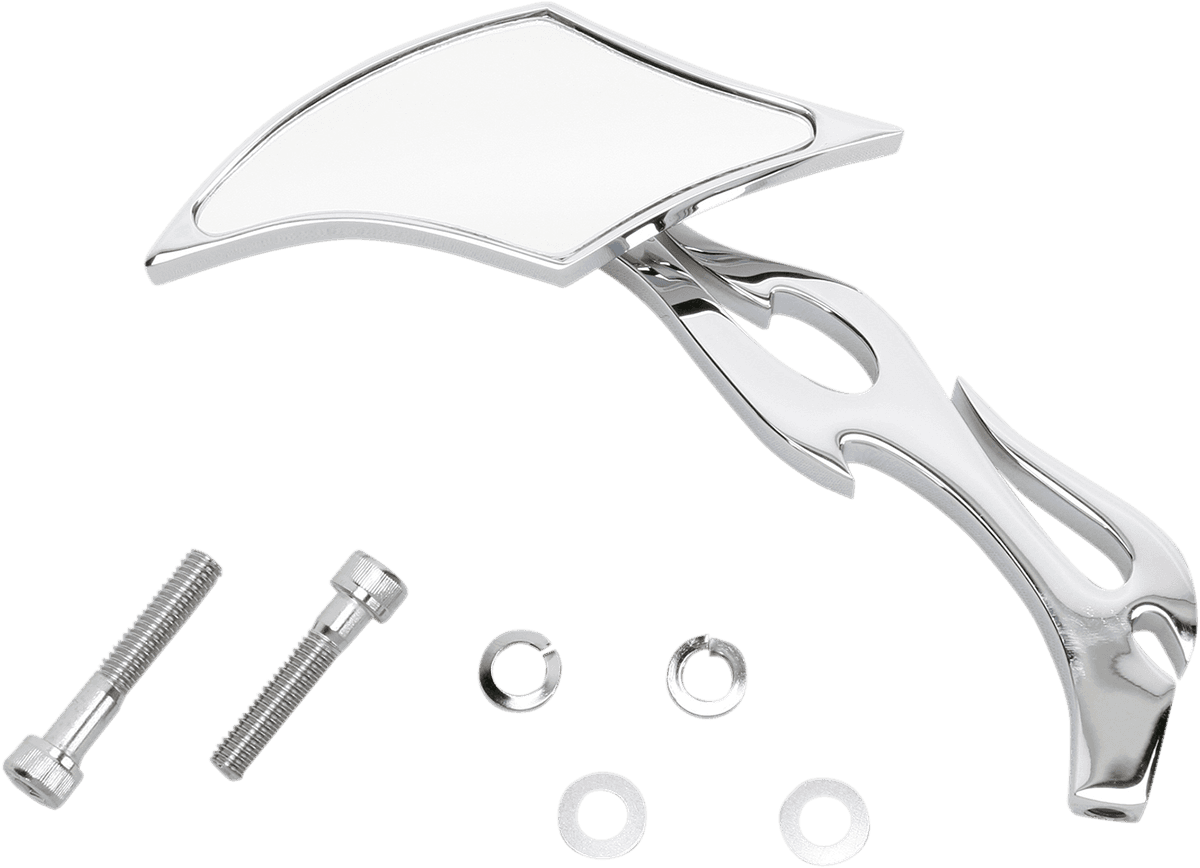 DRAG SPECIALTIES 0640-0035 Mirror - Gothic/Flame - Side View - Diamond - Chrome - Left - Each