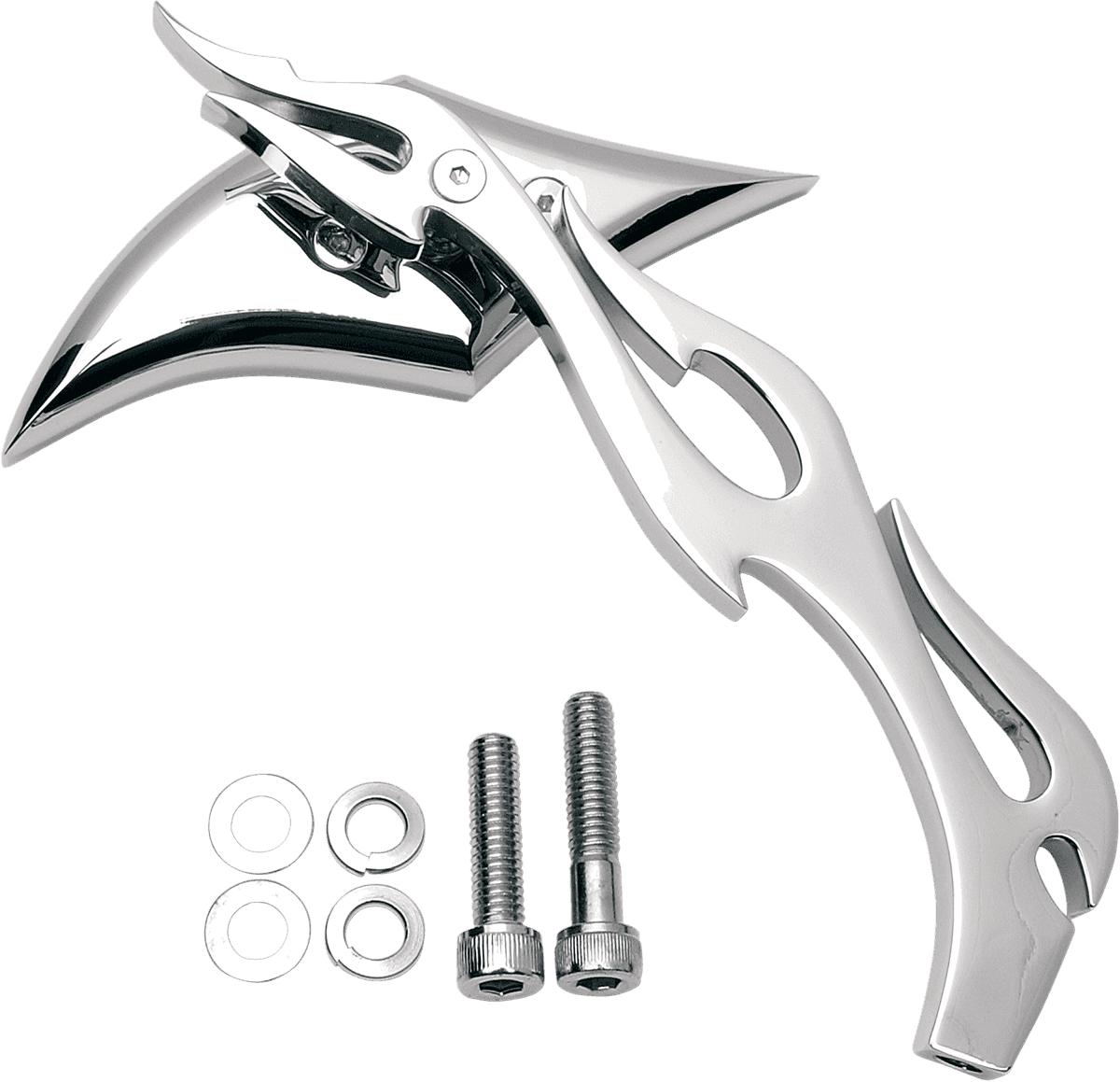 DRAG SPECIALTIES 0640-0036 Mirror - Gothic/Flame - Side View - Diamond - Chrome - Right - Each