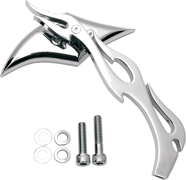DRAG SPECIALTIES 0640-0036 Mirror - Gothic/Flame - Side View - Diamond - Chrome - Right - Each — image 1 of 3
