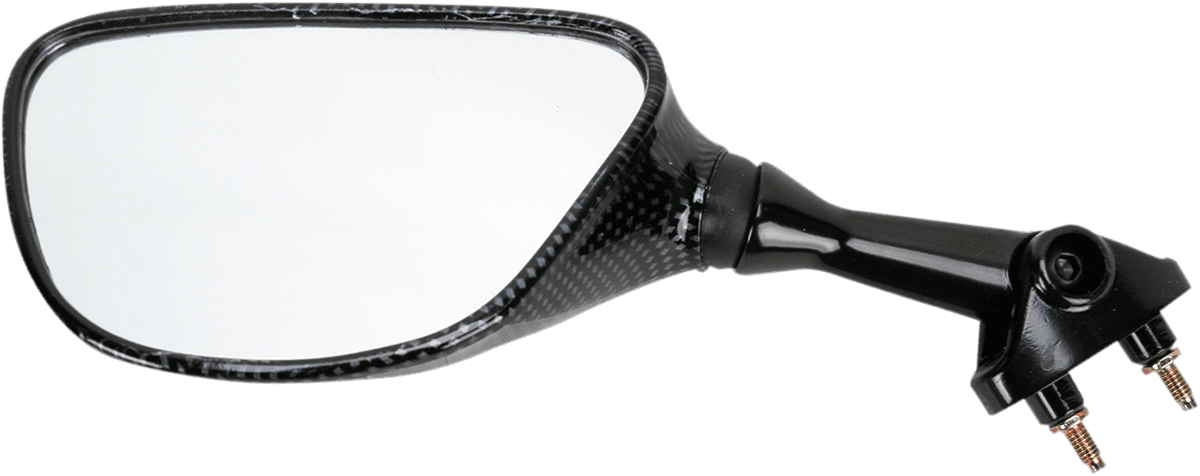 EMGO 0640-0046 Mirror - Side View - Black/Carbon Fiber - Trapezoid - Left - Kawasaki