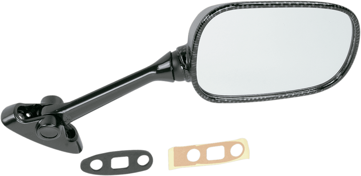 EMGO 0640-0062 Mirror - Side View - Black/Carbon Fiber - Rectangle - Right - Suzuki