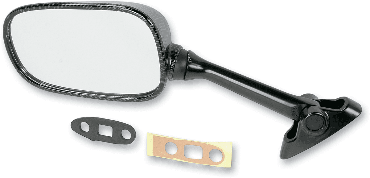 EMGO 0640-0063 Mirror - Side View - Black/Carbon Fiber - Rectangle - Left - Suzuki